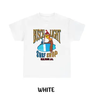 Busch Light Surf Shop Chicken Joe T-Shirt – Funny Beach Tee with Full Back Print, Seal Beach CA Beer Graphic Shirt for Men and Women, Summer Unisex Tee