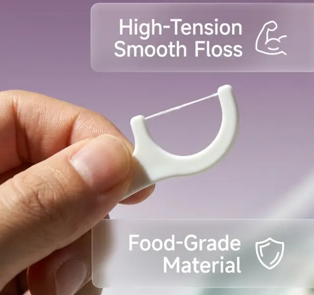 Boxed dental floss sticks, 50 PCs per box.Smooth and tough, deep cleaning between teeth, disposable hygiene, portable and practical for travel.2 Boxes