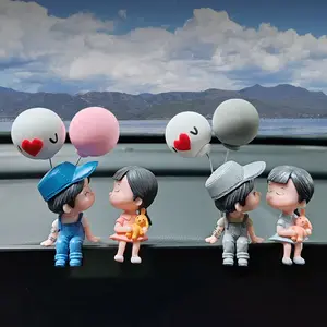Cute Cartoon Couple Action Figure Balloon Decoration, Car Interior Dashboard Accessory, Car Accessories, Girl Gift, 1 Piece
