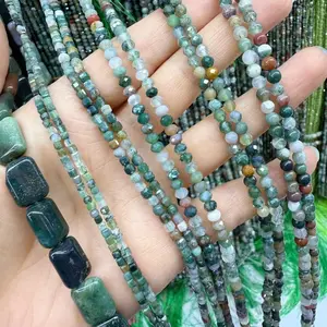 Natural Indian Agate Beads Faceted Rondelle Gemstone Loose Beads 15.5 Inches Long for DIY Jewelry Making Handmade Crafts Bracelet Necklace Earrings Semi Precious Stone Spacer Beads