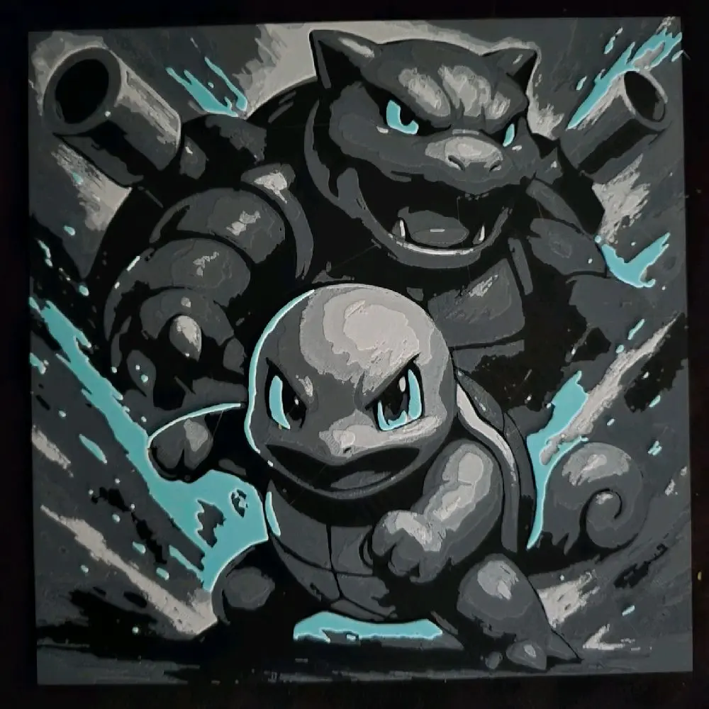 Squirtle and Blastoise 3D Printed Hueforge Artwork