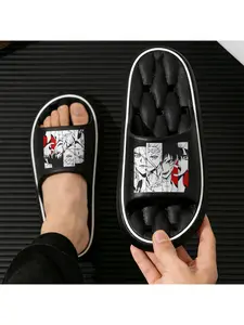 Anime Character Face Printed Slippers for Men Women Comfortable Non Slip Indoor Home Sandals Cartoon Graphic Unisex Casual House Shoes Soft Sole Lightweight Daily footwear
