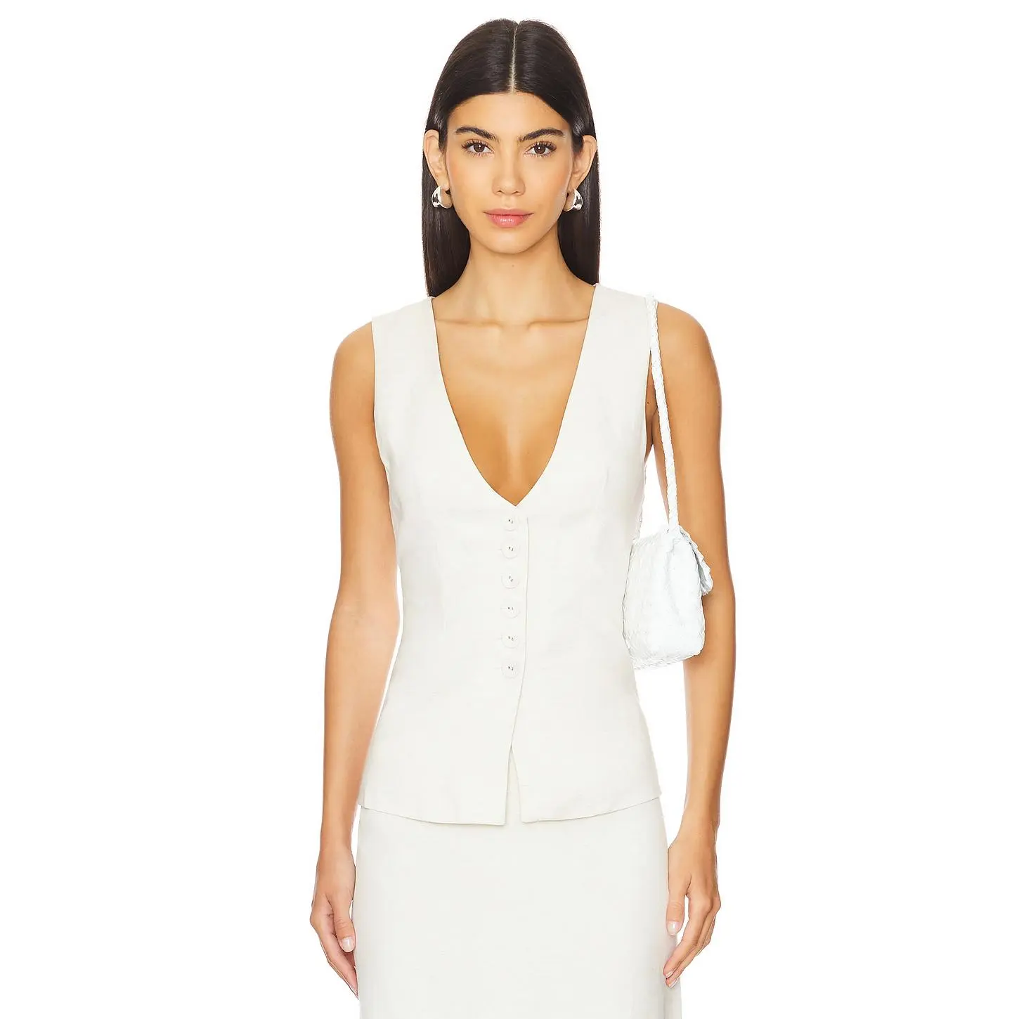 WeWoreWhat Long Line Vest in Ivory