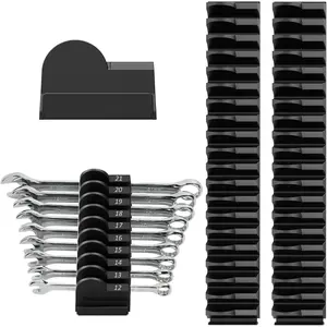 52 pcs Modular Wrench Organizers for Tool Drawers - Wrench Rack with Metric&SAE Labels, Perfect Tool Storage Holder. Gift for Father and Boyfriend (Black)
