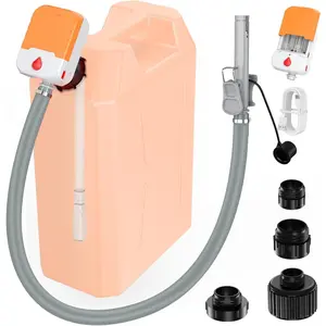 Fuel Transfer Pump with Auto-Stop,3.8 GPM Flow, 51'' PVC Hose, Battery or USB Powered Gas Can Pump with 4 Can, No Spill Sensor, Fuel Pump for Oil, Diesel,