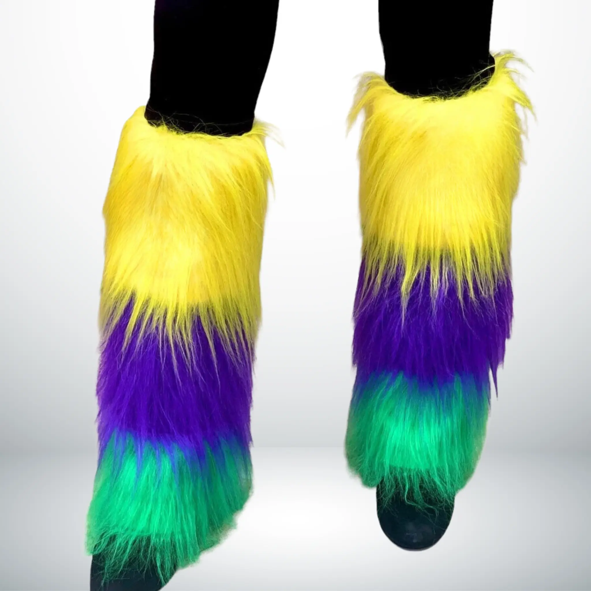 Mardi Gras leg warmers fury striped