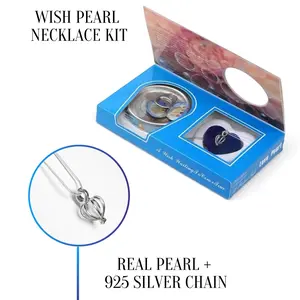 Wish Pearl Necklace Kit - Mothers Day gift DIY Jewelry Making Supplies with Oyster Shell, 18-Inch Sterling Silver Chain, AAA Grade Pearl & Pendant Holder