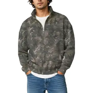 Unisex Camo Fleece Quarter Zip – Oversized Fit Long Sleeve, Warm Outdoor Hunting Top