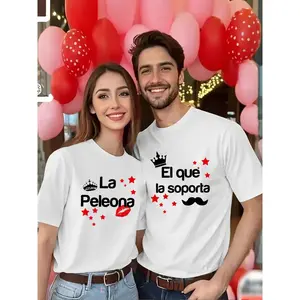 Graphic Tee His & Hers Matching Couple T-Shirts - Spanish Love Phrase "Te Amo Muchísimo" & "Por Tu Ser Mi Vida" with Crowned 'P' & Mustache Design - Valentine'S Day & Anniversary Gifts - Breathable Black & Red Graphic Tees - Machine Washable Couples Appar