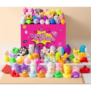 120 Pcs Bulk Mochi Squishy Toys for Kids – Kawaii Animal Stress Relief Sensory Toys, Mini Classroom Prizes, Party Favors, Goodie Bag Fillers, Treasure Box Gifts, with Large Storage Box