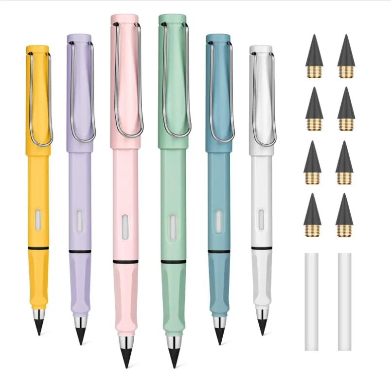 6pcs/Set Infinity Pencil No Ink Unlimited Writing Art Eternal Pencils Sketch School Items Kawaii Pens Back To School Supplies