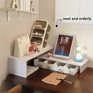 Computer heightening stand for office display monitor base - double-layer adjustable - desk storage - bookshelf for the table