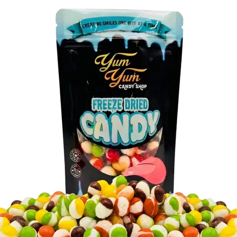 Freeze Dried Rainbow Krunchies Candy Snack Fruity Sweet Crunchy Natural Bonbon Sugar Corn gluten free