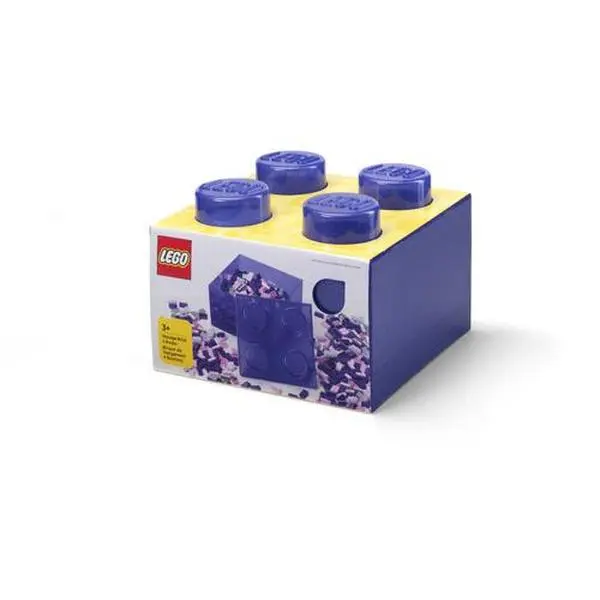 LEGO Stackable Storage Brick with 4 Knobs, Violet with a Glitter Top Lid  [COLLECTIBLES] Violet, Brick