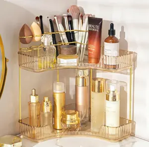 Summer  2/3-Tier Clear Corner Vanity Organizer Gold Frame, Deals For You Graduation Gift Dorm Essentials Apartment Restock, Mid Year Sale Countertop Skincare Makeup Organizer Bathroom Counter New Home Must-Have Dresser Storage summervibes☀️