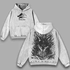 Divine Dogs JJK Megumi Anime Hoodie Double Printed Graphic Tee, Vintage Heavyweight Cotton Unisex Manga Streetwear T-shirt, Gift for Subtle Anime clothing