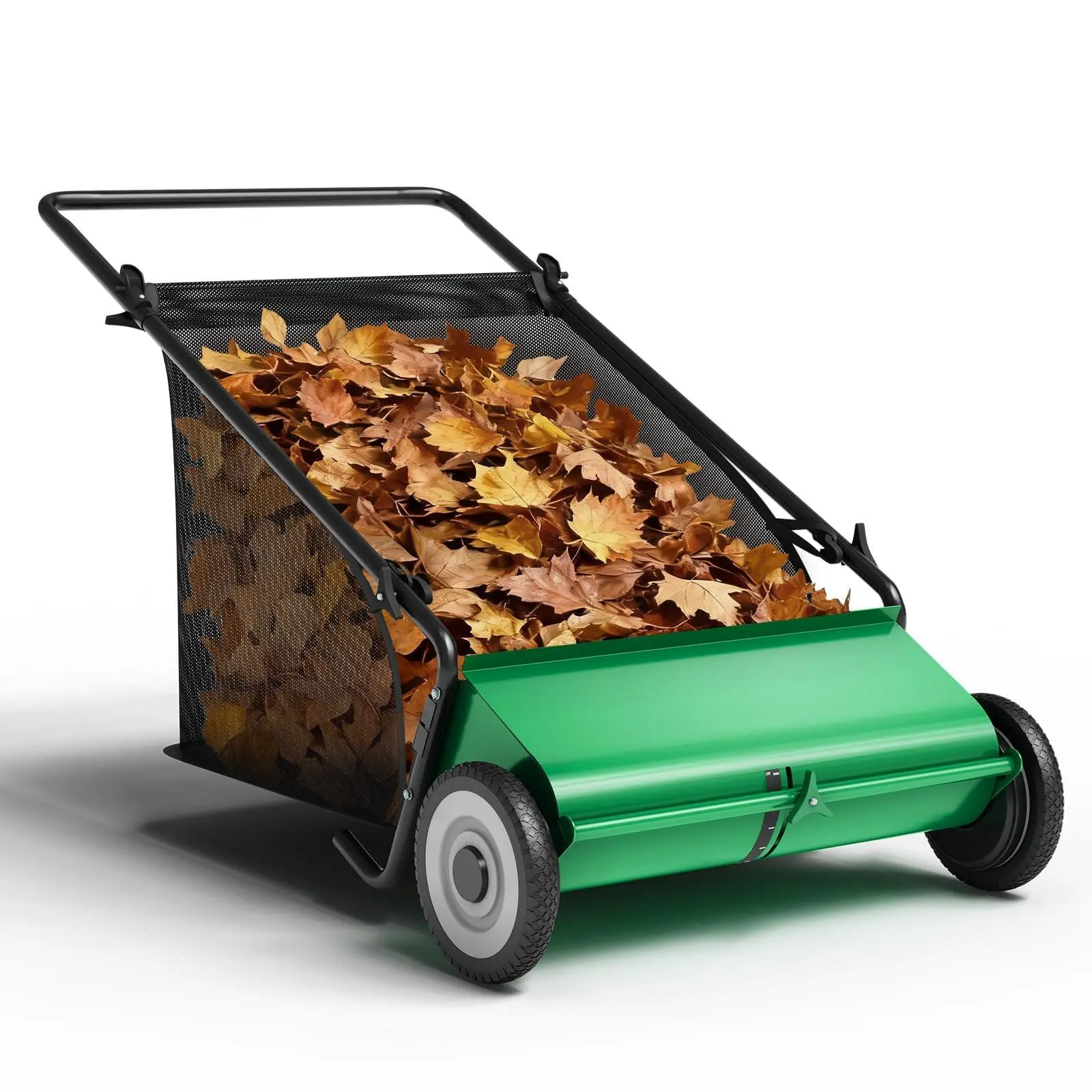 Heavy-Duty Push Lawn Sweeper (21in & 26in) - 4 Spinning Brushes, 3.5/7Cu. ft. Capacity, Adjustable Height for Grass, Leaves on All Terrains