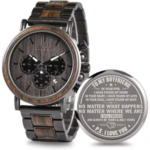 Engraved Wooden Watch for Boyfriend My Man Fiance Husband Customized Personalized  Watches for Men Birthday Anniversary Personalized Watch