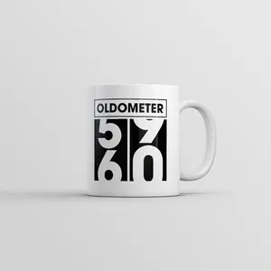 Oldometer 59 to 60 Mug Funny Sarcastic Birthday Graphic Novelty Coffee Cup - 11oz Funny Coffee Mugs Ceramic Printed Drinkware Cup