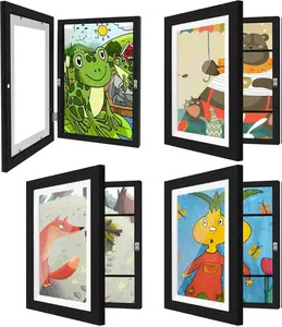 1/4 Pack Kids Artwork Frames Changeable 8.5 x 11 Inch Children Art Projects Kids Art Frames Front Opening Picture Display Frame, Black