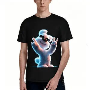 Trendy Cool Sunglasses and White Bear Fun T-Shirt, Loose Fit, Round Neck, Summer 3D Full Print Short Sleeve, Unisex, Outdoor Comfortable Top, Party Clothing, Couple Pattern, Gift for Friends