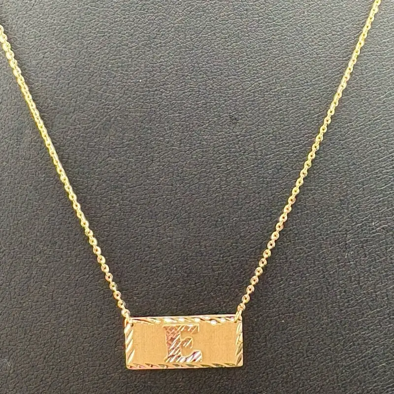 14k Gold Necklace - Kenia Collection Jewelry, 16"/18"/20" Lengths, Customizable 3D Letter Pendant