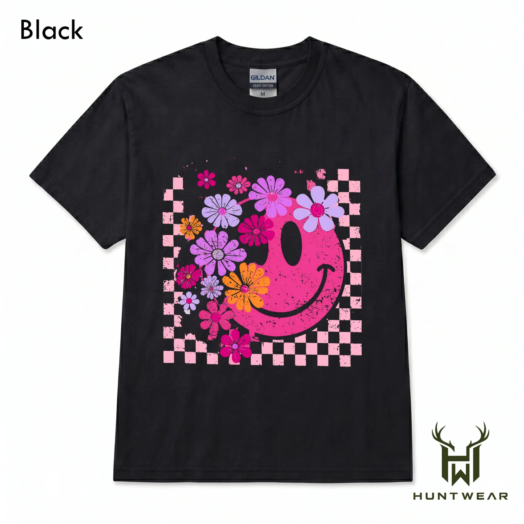 Pink Smiley Face Flower Shirt, Cute Retro Aesthetic T-Shirt/Sweatshirt/Hoodie, Vintage Floral Graphic Tee, Happy Vibes Shirt