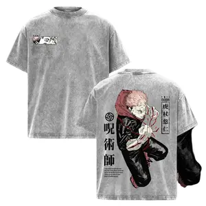 Itadori Yuji Execution Arc Vintage Washed T-Shirt – Jujutsu Kaisen Anime Graphic Tee Oversized Streetwear Apparel, Soft Cotton Casual Unisex Top, Cursed Energy Inspired Sweatshirt, Gift for JJK Fans cotton tee shirt washed tees for Men and Women