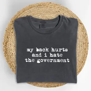 ChicCotton My Back Hurts and I Hate the Government Comfort Colors Shirt, Sarcastic Chronic Illness T-shirt, Minimalist Text Message Graphic Tee