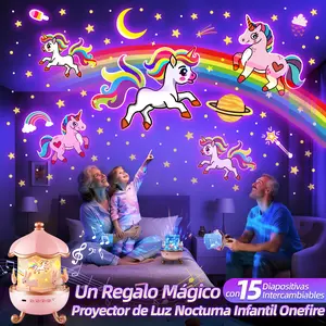 Onefire Night Light For Kids Birthday Gifts 15 Films & 15 White Noises Remote Cartoon Star Projector Lamp Sensory Lights Autistic Children Princess Room Decor Toddler Baby Sound Machine Unicorn Dinosaur Egg Toys Boys Girls Ages 1-10 Spanish