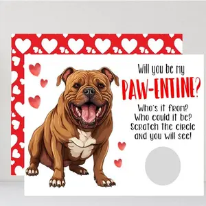 Dog Pitbull Valentine's Day Kids Valentine Scratch Off Cards Tickets Party Favors Classroom School Class Personalized Custom