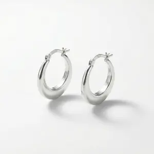Circle Plain Silver 925 0 Earrings - Classic Hoop Design for Everyday Wear