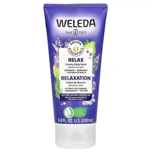 Weleda Creamy Body Wash, Relax, Lavender + Bergamot + Vetiver Extracts, 6.8 fl oz (200 ml)