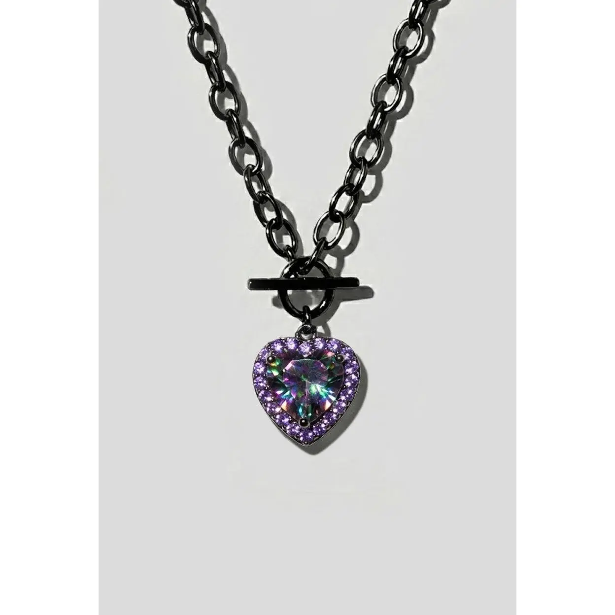 Mystic Black Heart Toggle Chain Necklace