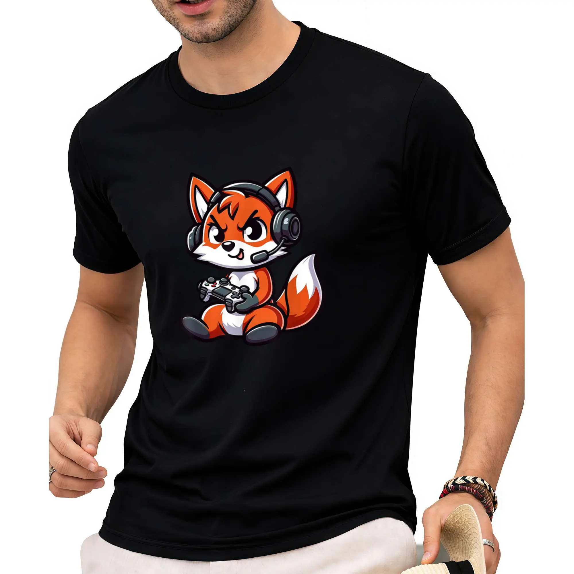 Adorable Red Fox-Themed Video Game T-Shirt for Mens, Made from Soft Cotton And Designed for Everyone These Tees Are Budget-Friendly And Perfect for Daily Use, Making Them an Excellent Gift for Friends Or Loved Ones