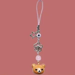 Cute star bear lanyard beaded mobile phone pendant, suitable for keys, bags and car accessories, bag pendants | pastel accessories | beaded chains
