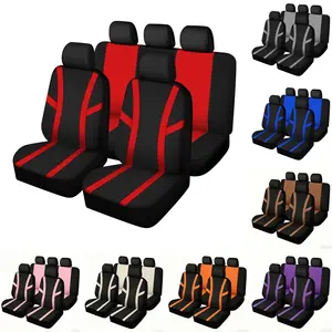 AUTOYOUTH Universal Car Seat Covers Full Set for 5 Seats, Sporty Two-Tone Design, Breathable Fabric Seat Protectors for Front & Rear Seats, Fits Most Cars SUVs Trucks, Airbag Compatible, Car Interior Decoration, Car Accessories