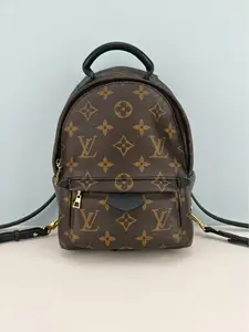 Pre-owned Monogram coated canvas and leather trim Backpacks Louis Vuitton Monogram Canvas Palm Springs Mini Backpack Bag【CA1199】