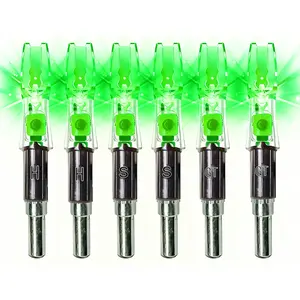 6 Pack X Green Lighted Nocks Universal Fit for Arrows with ID  .204'' .232'' .244'' .248'' Light Up Nocks with ON/Off Switch for Archery Hunting