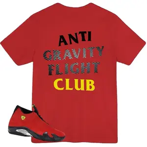 Jordan "Ferrari" T Shirt - Menswear Summer Fitted Short Sleeve Crew Neck Casual Top with Anti Gravity Flight Club Design