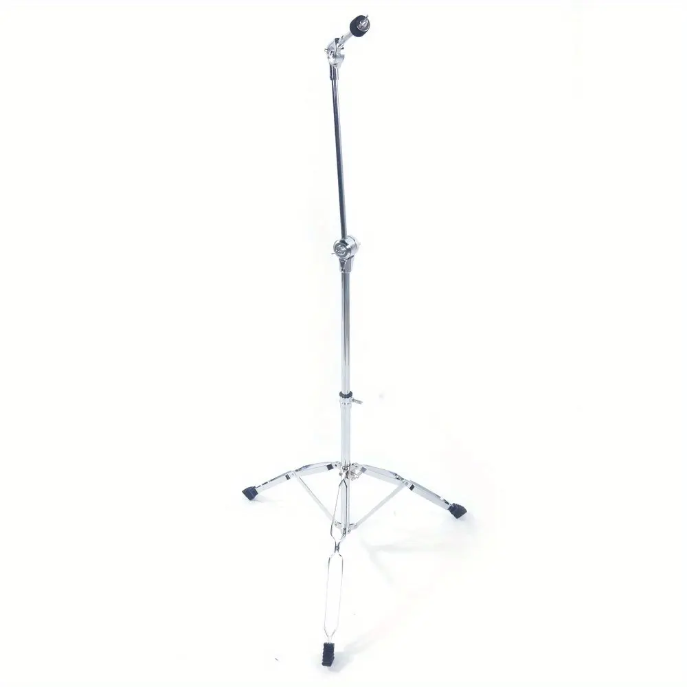Silver Steel Chrome-Finish Cymbal Boom Stand - Double-Braced Drum Hardware with Enhanced Bearing Capacity, Boom Arm Mount Adapter for Drumming Percussion Instruments, Music Accessories for Gaming