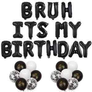 1Set Bruh Its My Birthday Decorations Black Bruh Its My Birthday Banner Teens Birth day Supplies Funny Celebrate Banner Its My Bday Balloons Teenager 14th 13th 12th Bday Decor Boy
