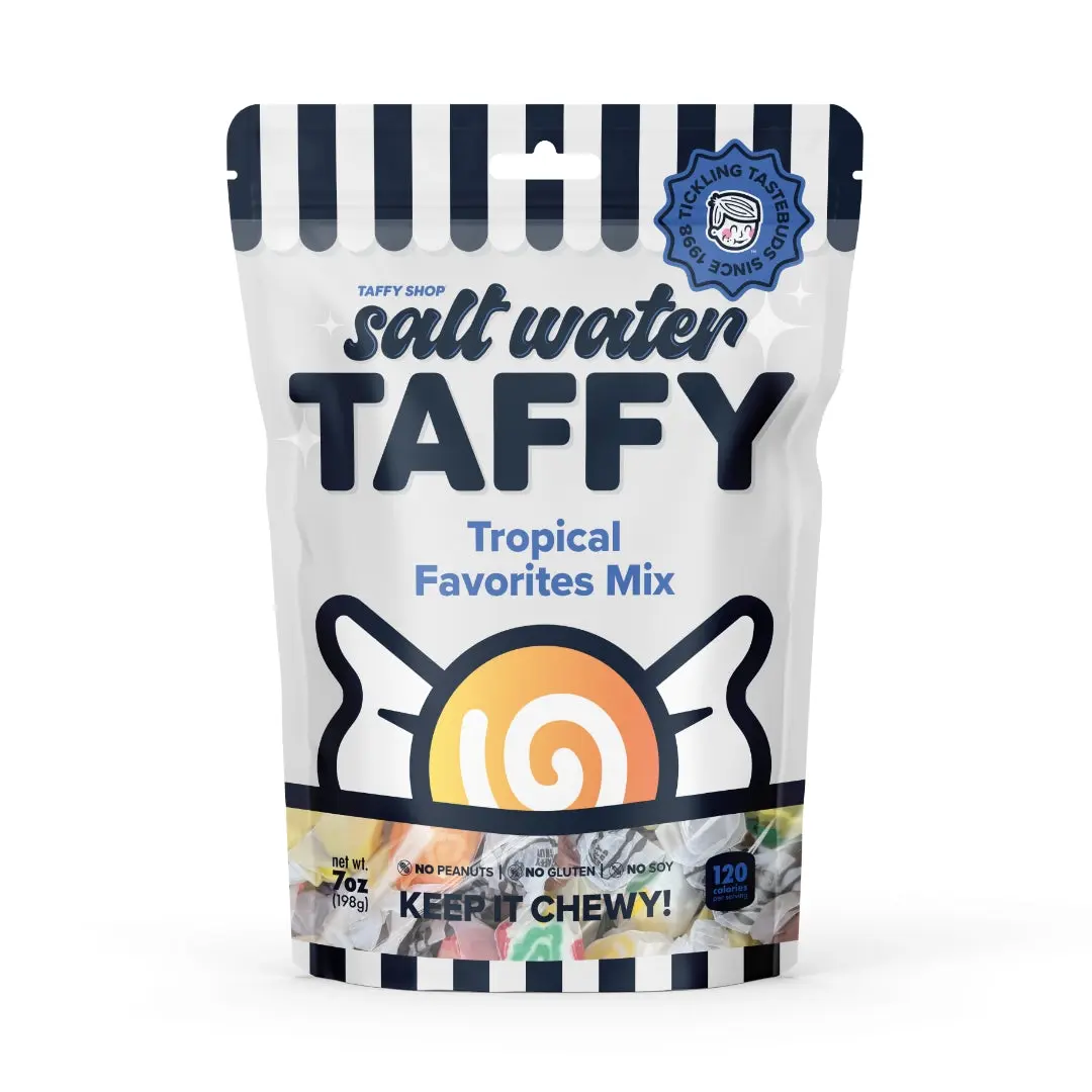 Taffy Shop, Tropical Favorites Salt Water Taffy Mix - Gourmet Soft, Sweet & Chewy Candy