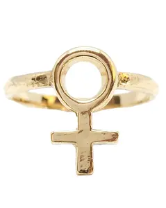 Venus Ring ♀ 14K Solid Yellow Gold Size 7 Feminist Symbol Jewelry for Women's Pride & Sisterhood