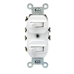 Leviton 15 amps Three Pole Toggle Duplex Combination Switch White 1 pk