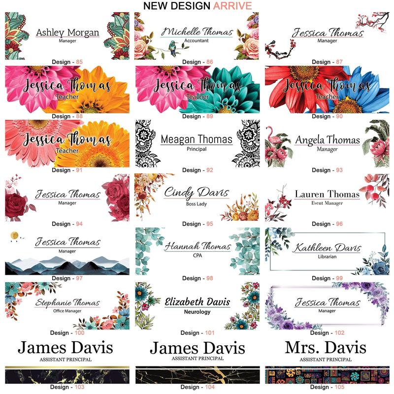 Acrylic desk Name Plate with nature ornament for office decor, gift for coworker, friend, personal sign