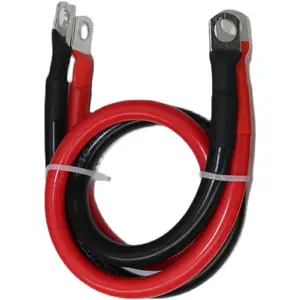 Cables 2 Gauge Power Inverter Wire Set 2 AWG-1 ft Pure Copper  with 3/8" Lugs Terminals (1 Black & 1 Red) for  Marine Solar ATV Lawn Mower RV  (2awg, 1FT)