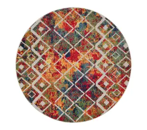 Ox Bay Multi Eclectic Geometric Outdoor Area Rug, 7'6" Round Ox Bay Multi Eclectic Geometric Outdoor Area Rug, 7'6" Round