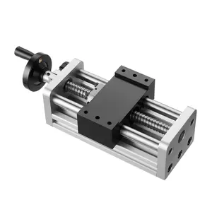 【fathersdaygift】VEVOR Linear Stage Actuator, 100 mm Effective Stroke, Ball Screw CNC Linear Motion Guide Rail, Double Optical Axis, C7 High-Precision, Bearing Slide Block, Manual Handwheel, for CNC Router X Y Z Axis