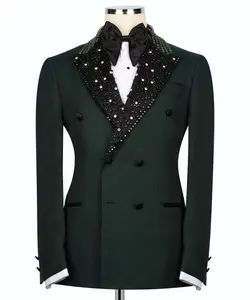 Handmade Embroidered collar Green Tuxedo
